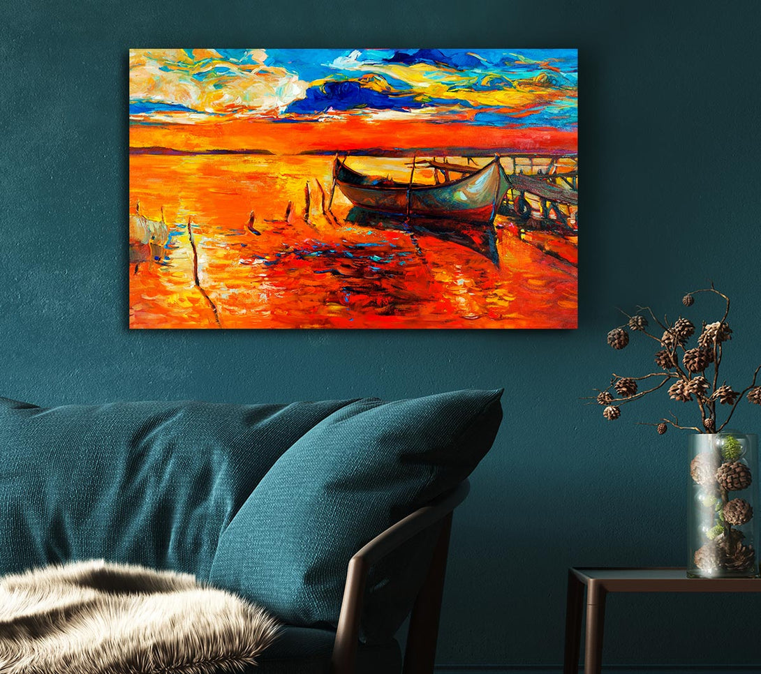 Picture of Fire Orange Waters Canvas Print Wall Art