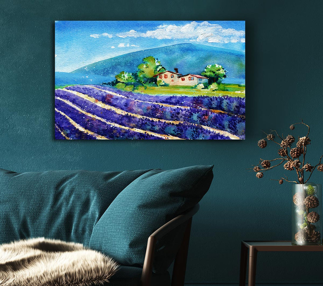 Picture of Lavender Fields In France Canvas Print Wall Art