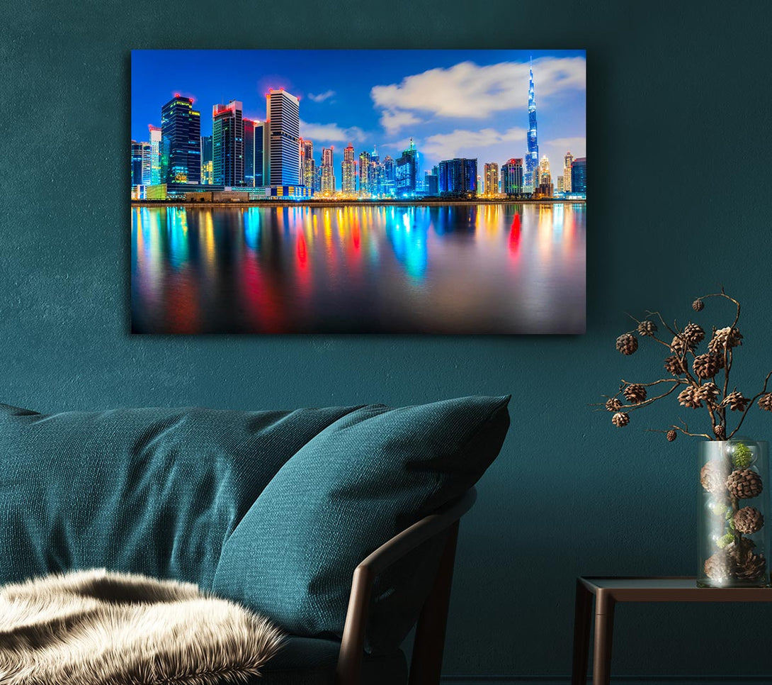 Picture of Colourful City At Night Canvas Print Wall Art