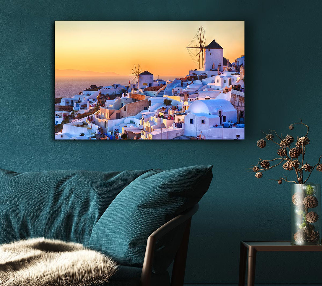 Picture of Sunset In Santorini Canvas Print Wall Art