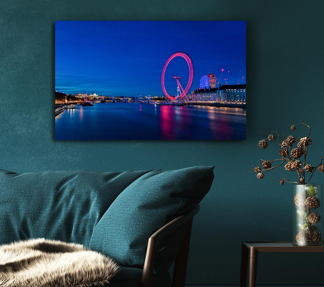 Picture of London Eye Pink Glow Canvas Print Wall Art