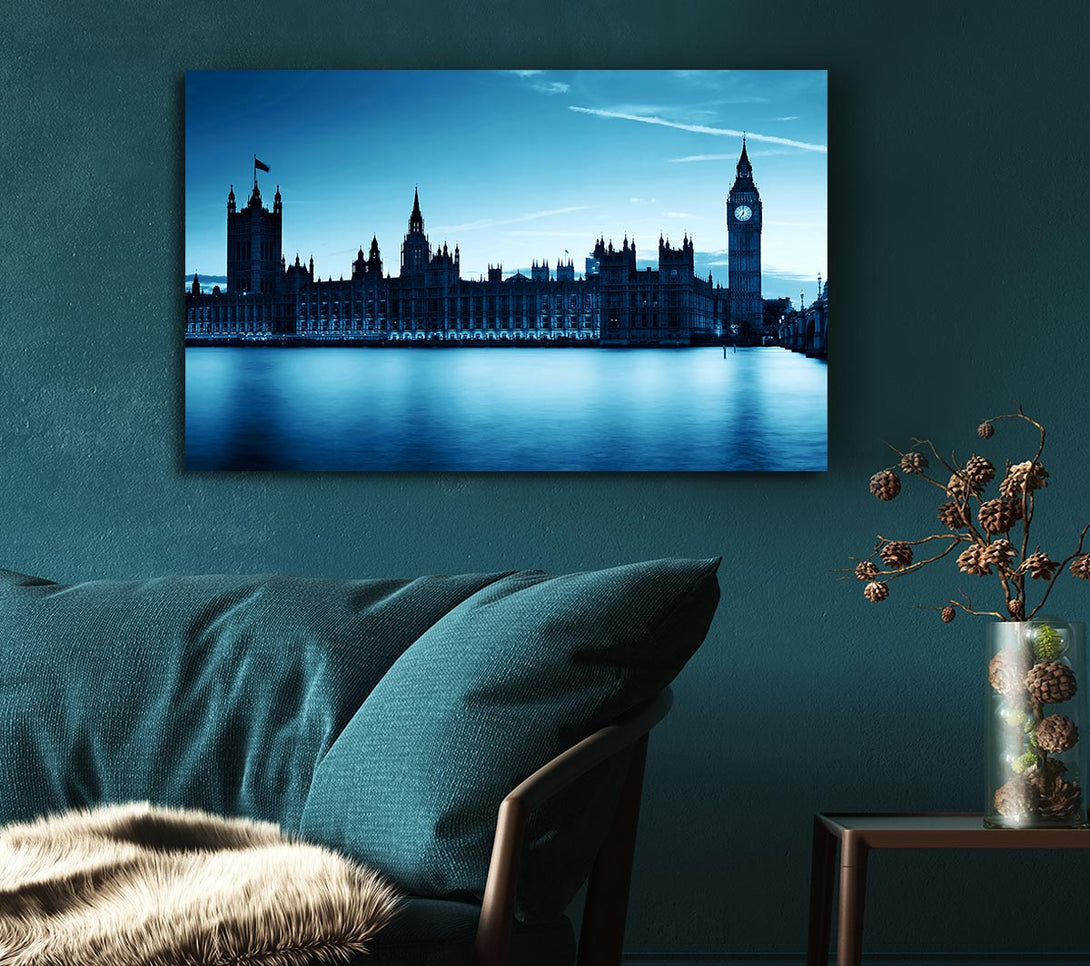 Picture of Houses Of Parliament Blues Canvas Print Wall Art