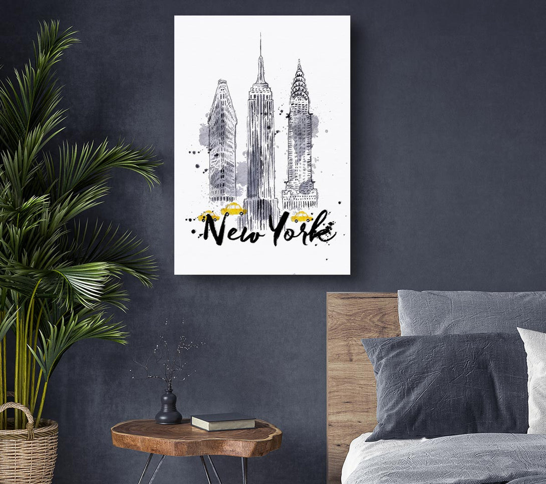 Picture of Outline Of NYC Canvas Print Wall Art