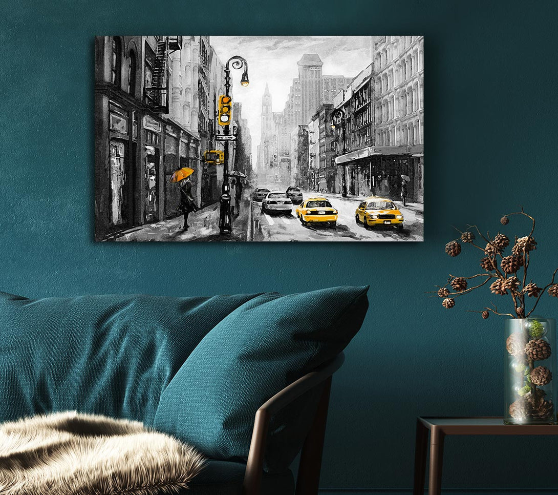 Picture of Yellow Cabs In The Streets Of NYC Canvas Print Wall Art