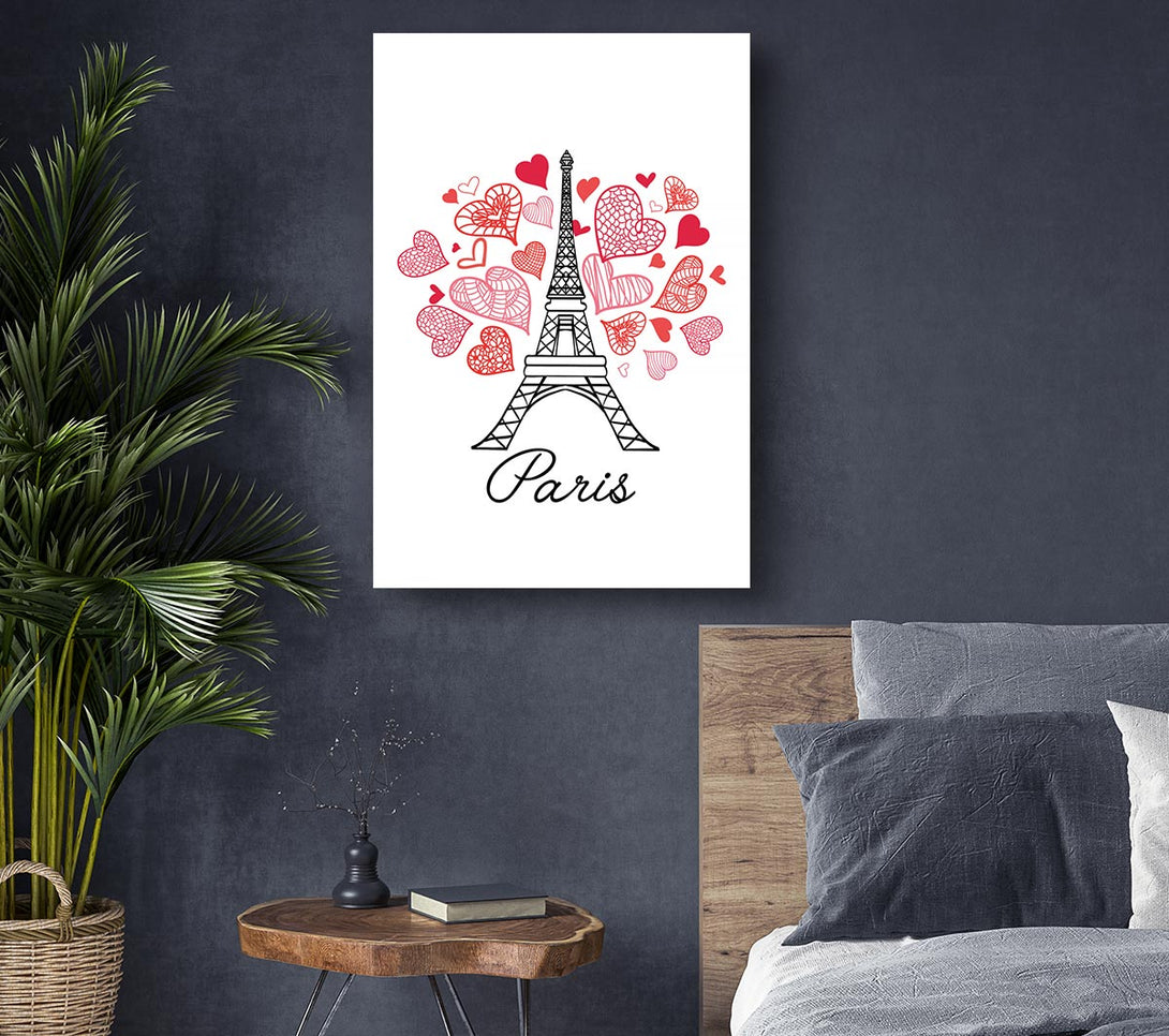 Picture of Eiffel Tower Love 2 Canvas Print Wall Art