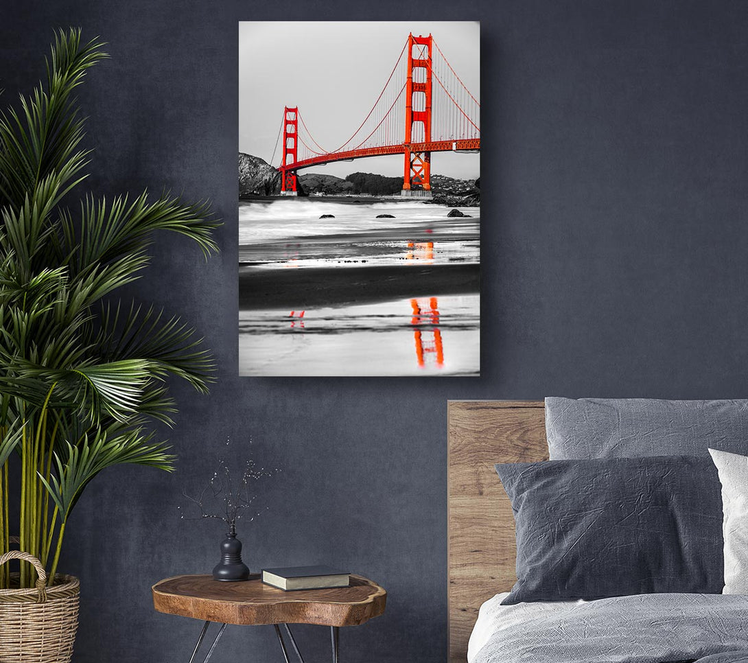 Picture of Golden Gate Bridge Red Reflections Canvas Print Wall Art