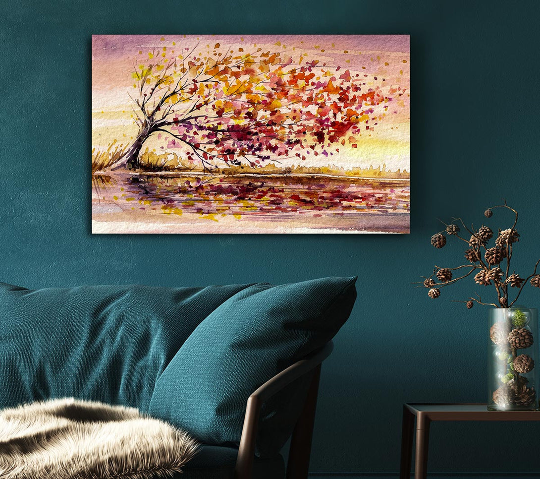 Picture of Winter Leaves Fall From The Tree Canvas Print Wall Art