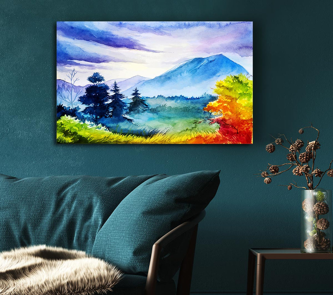 Picture of Autumn Mountain trees Canvas Print Wall Art