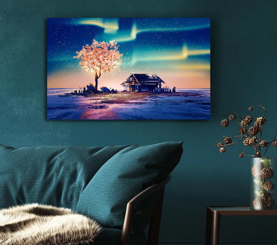 Picture of Pink Northern Light Twilight Canvas Print Wall Art