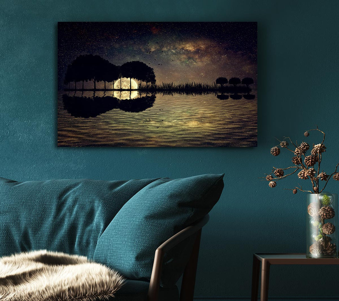 Picture of Guitar Tree Moonlight Canvas Print Wall Art