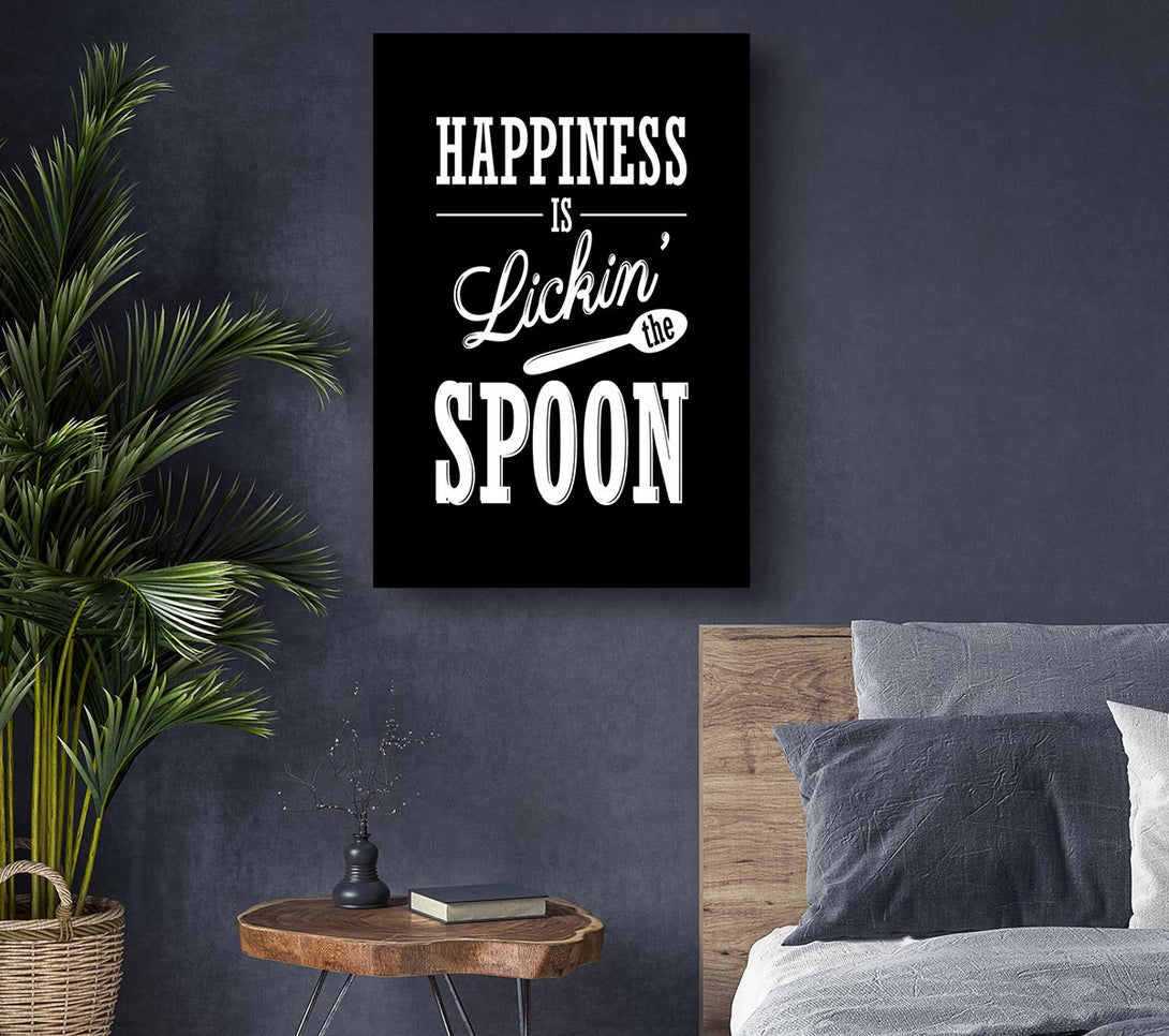 Picture of Happiness Is Lickin The Spoon Canvas Print Wall Art