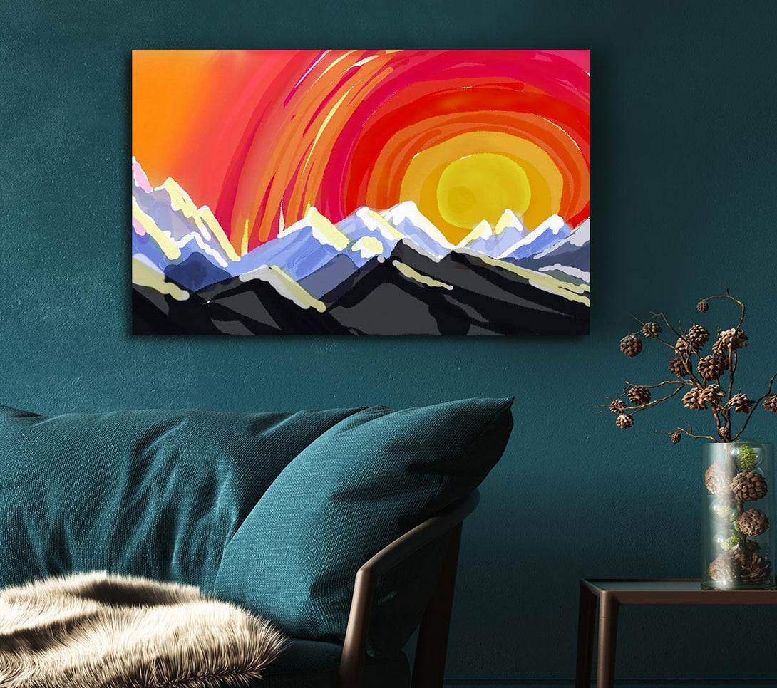 Picture of Mountain Peak Sun Canvas Print Wall Art