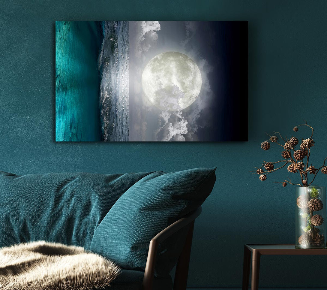 Picture of Perfect Moon Ocean Canvas Print Wall Art