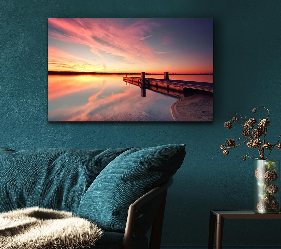 Picture of Sunset off the jeti Canvas Print Wall Art