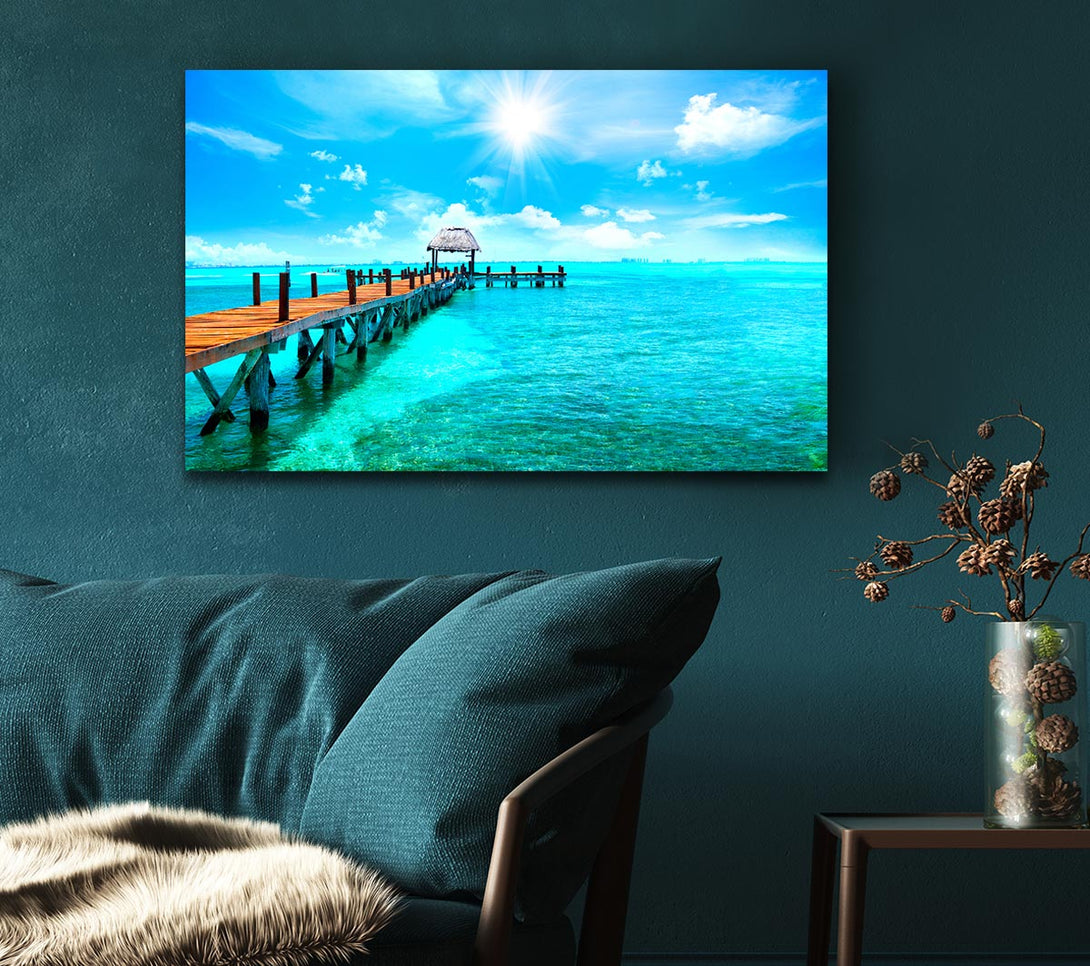 Picture of Blue rays on the pier Canvas Print Wall Art