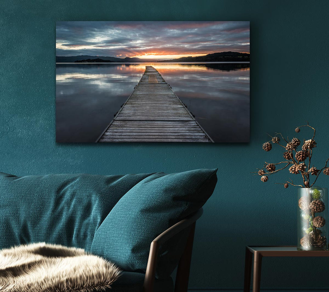 Picture of Bridge on the water sun Canvas Print Wall Art