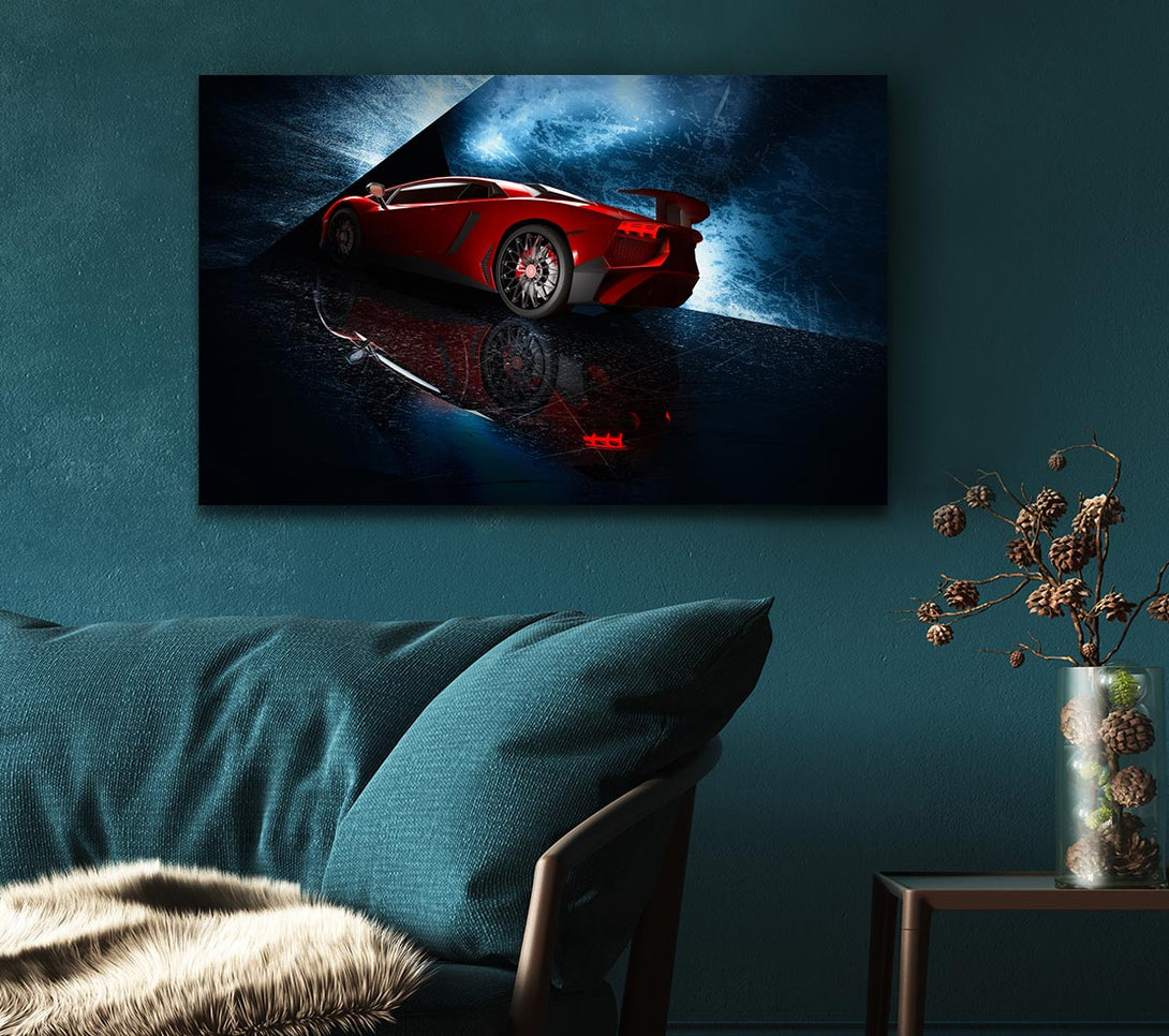 Picture of Red Supercar stanced Canvas Print Wall Art