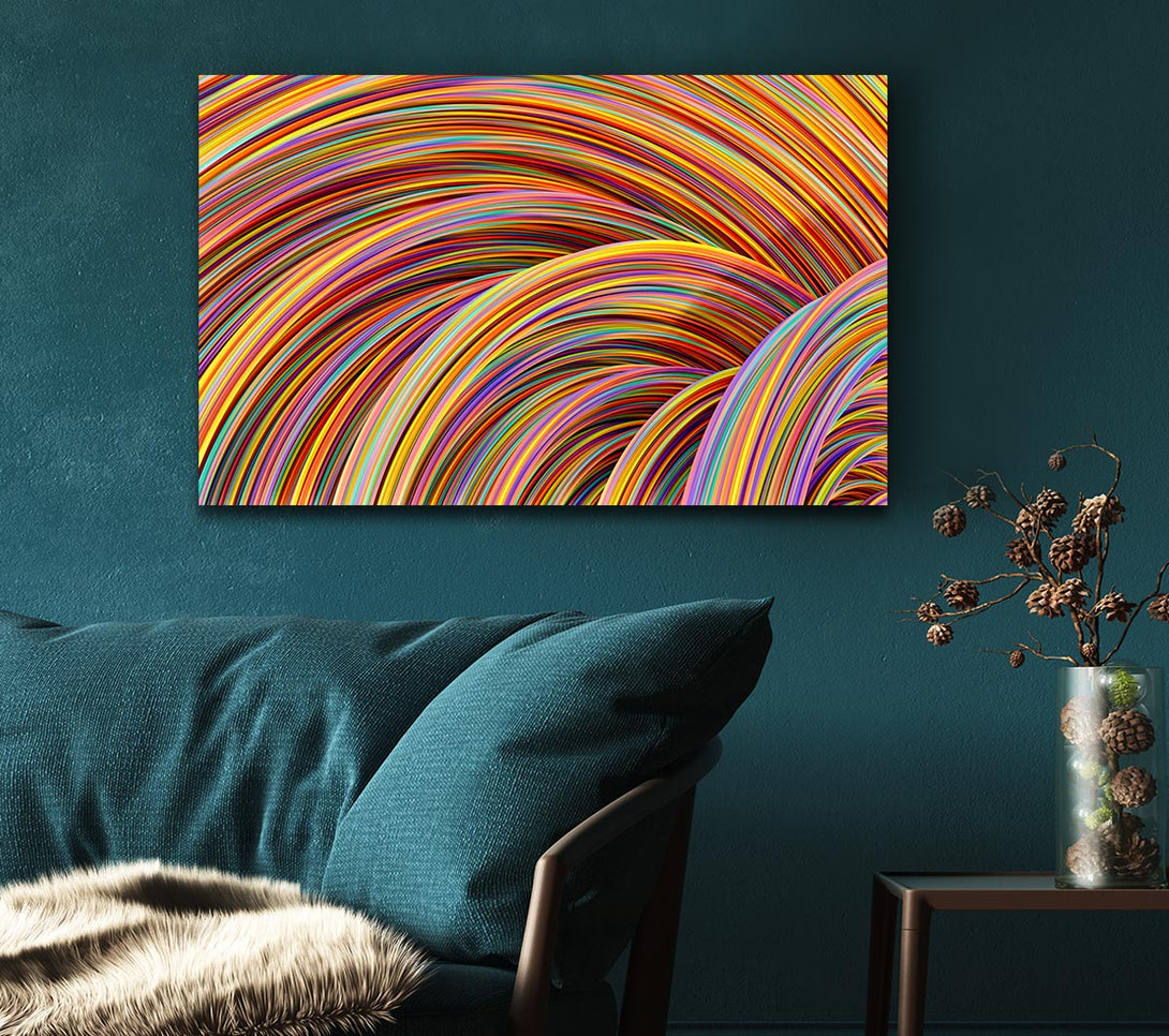 Picture of Colourful tubes curving in formation Canvas Print Wall Art