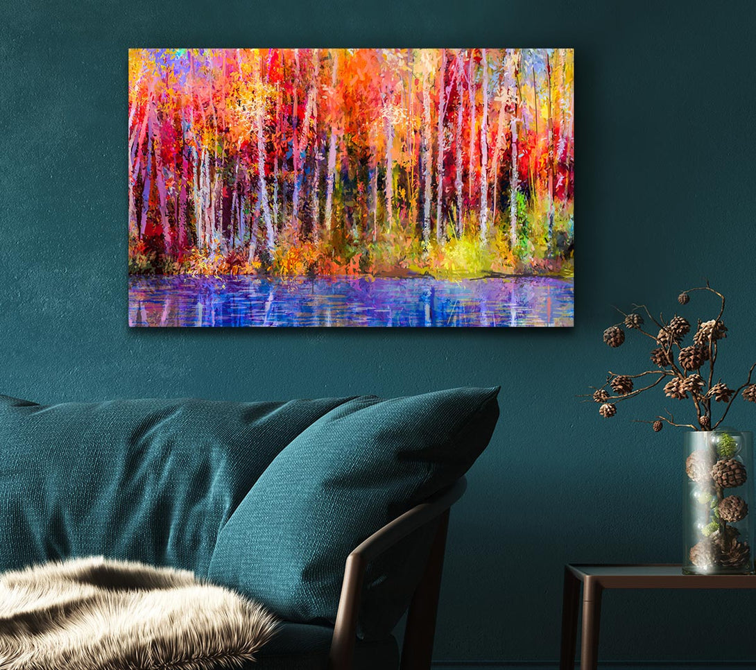 Picture of Abstract forest colour strokes Canvas Print Wall Art