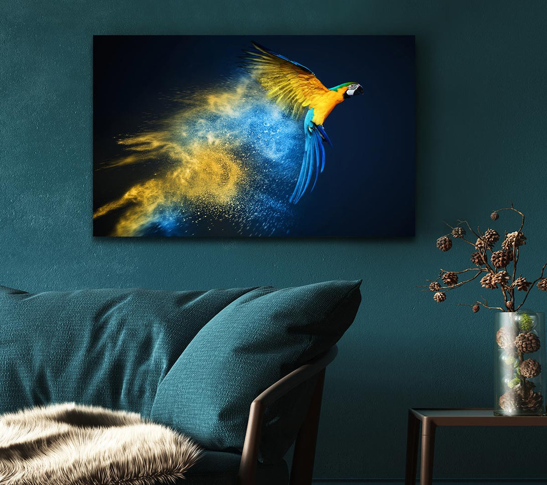 Picture of powder parrot take off Canvas Print Wall Art