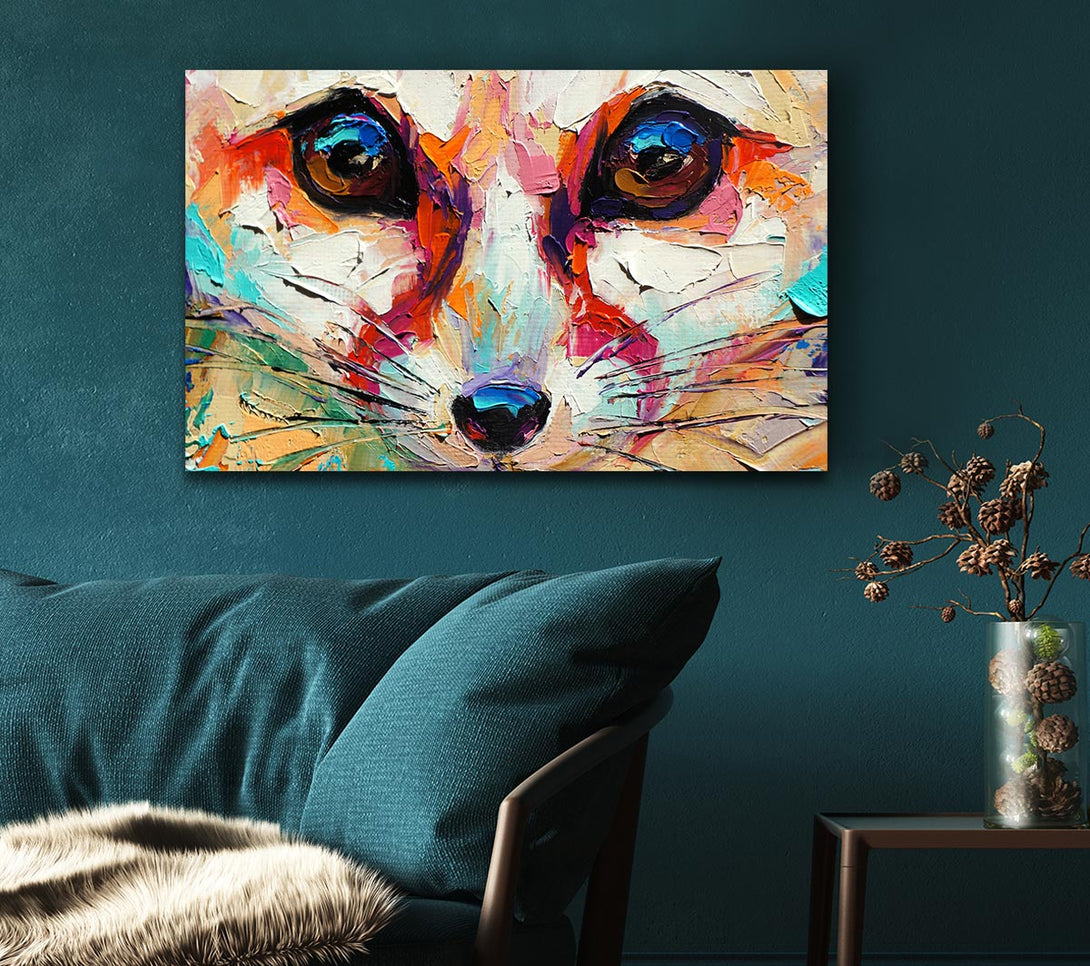 Picture of Close Up Fox Painting Canvas Print Wall Art