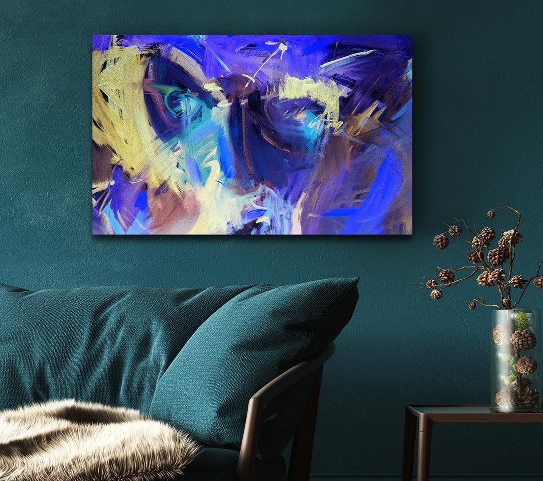 Picture of Harsh Pastel strokes of blue and yellow Canvas Print Wall Art