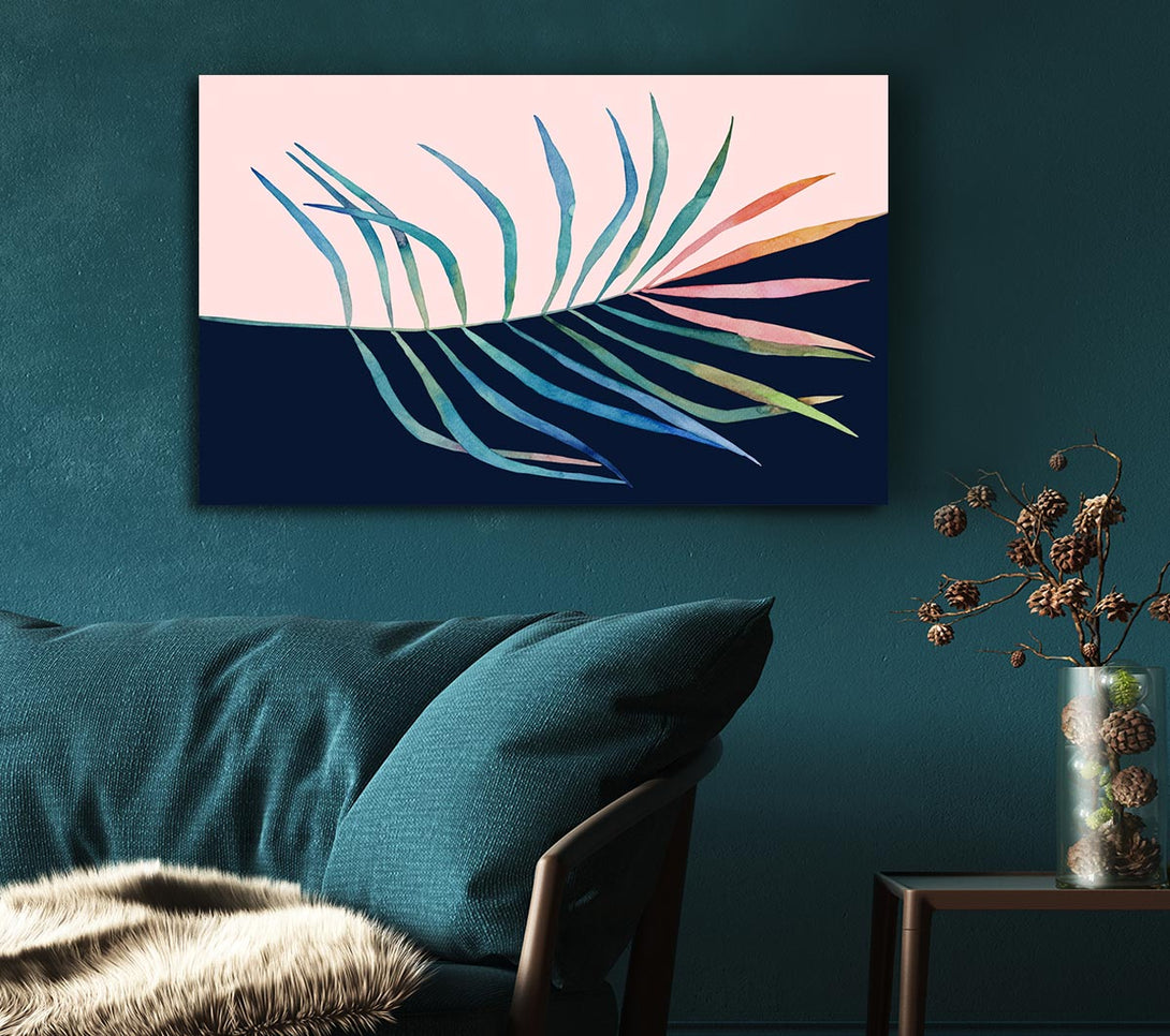 Picture of Palm Leaf Mid Century Canvas Print Wall Art