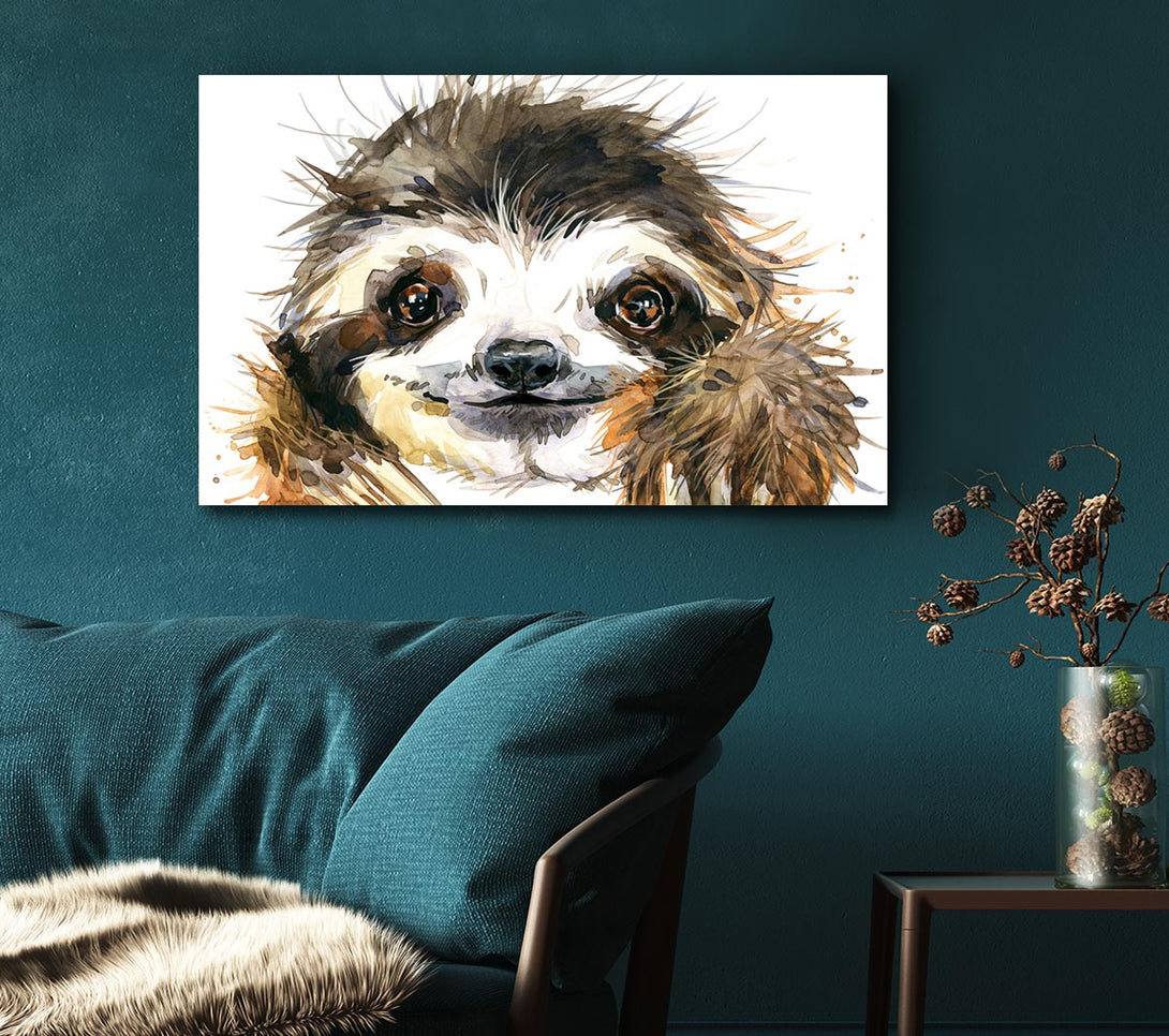 Picture of Water Colour Sloth Canvas Print Wall Art