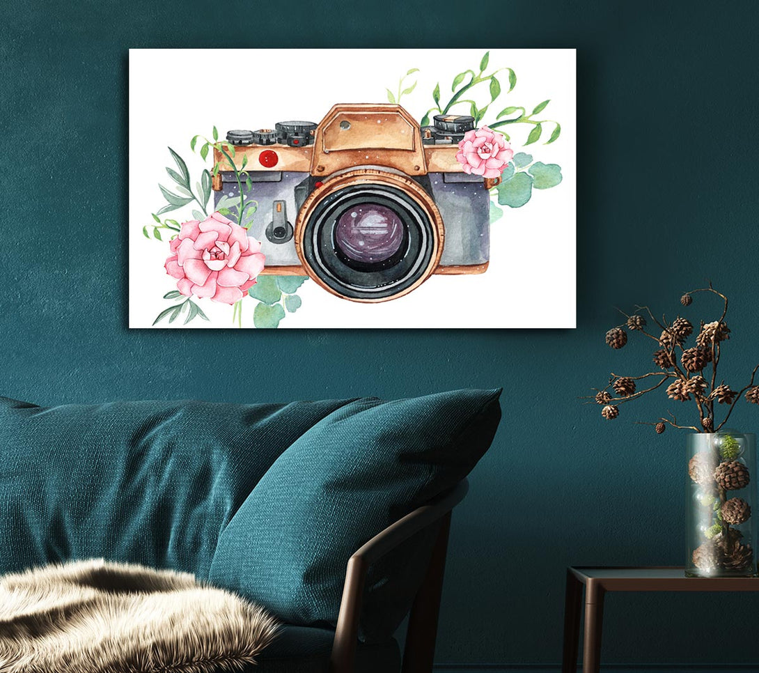 Picture of Vintage Camera Floral Canvas Print Wall Art