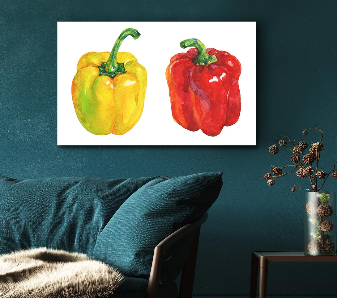 Picture of Yellow And Red Pepper Canvas Print Wall Art