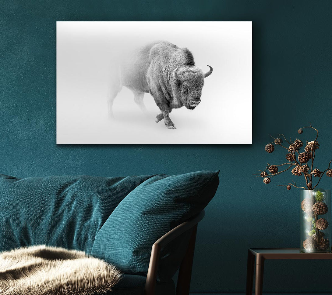 Picture of Bison In The Mist Canvas Print Wall Art