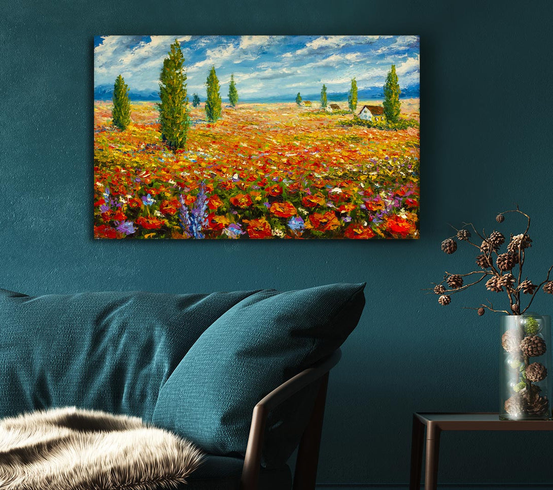 Picture of Field Of Trees And Flowers Canvas Print Wall Art