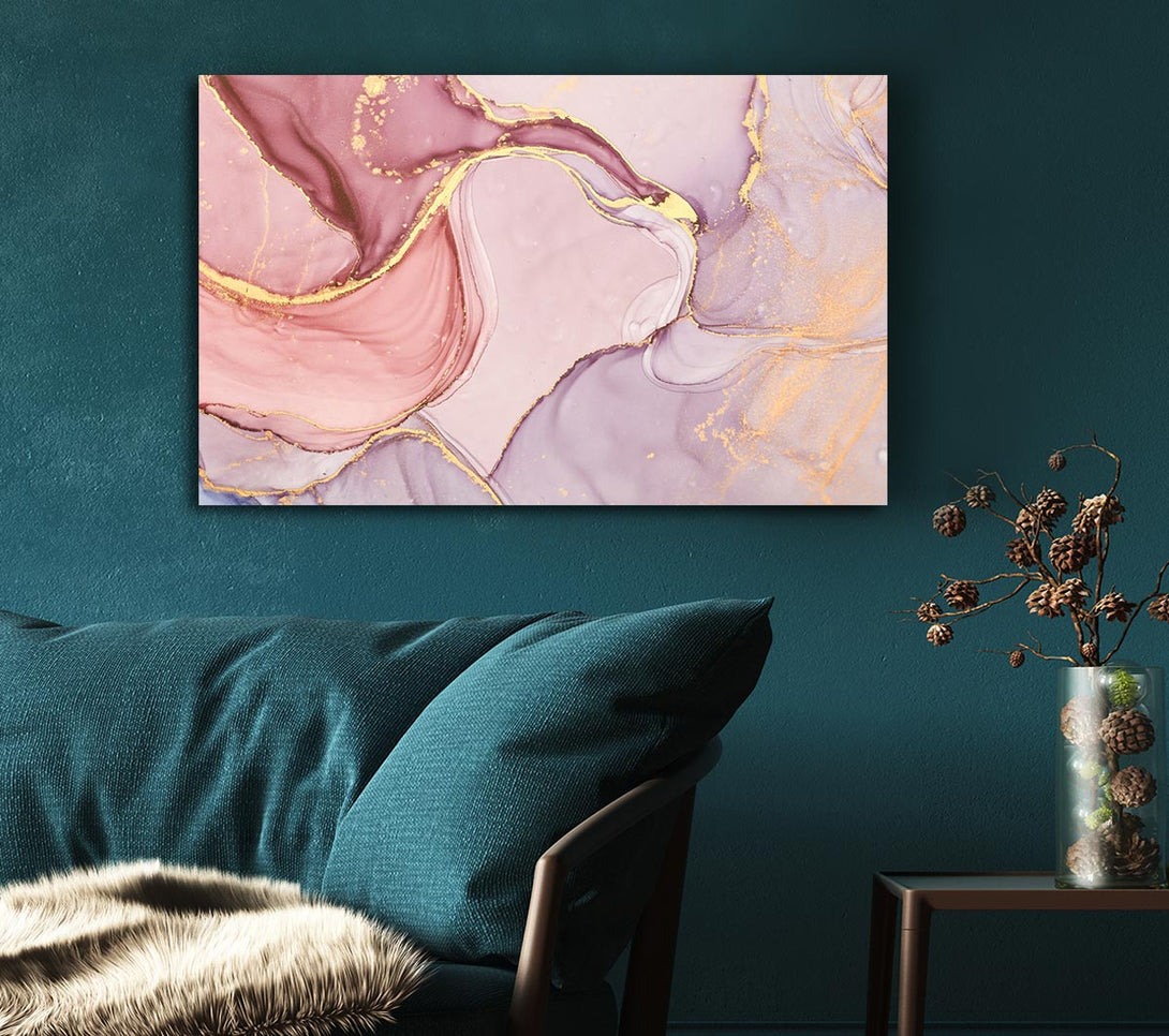 Picture of Oil Paint Pink And Gold Canvas Print Wall Art