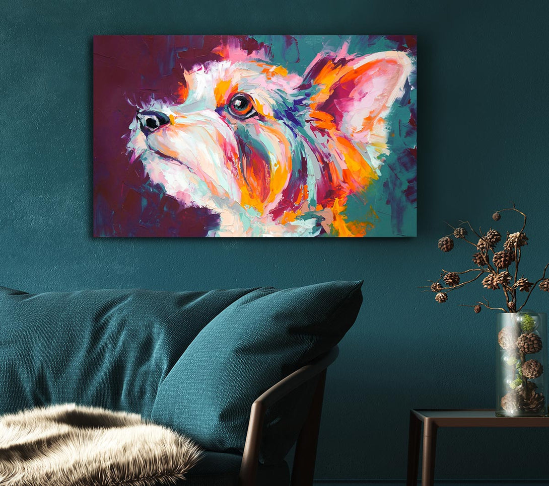 Picture of Vibrant Yorkshire Terrier Canvas Print Wall Art