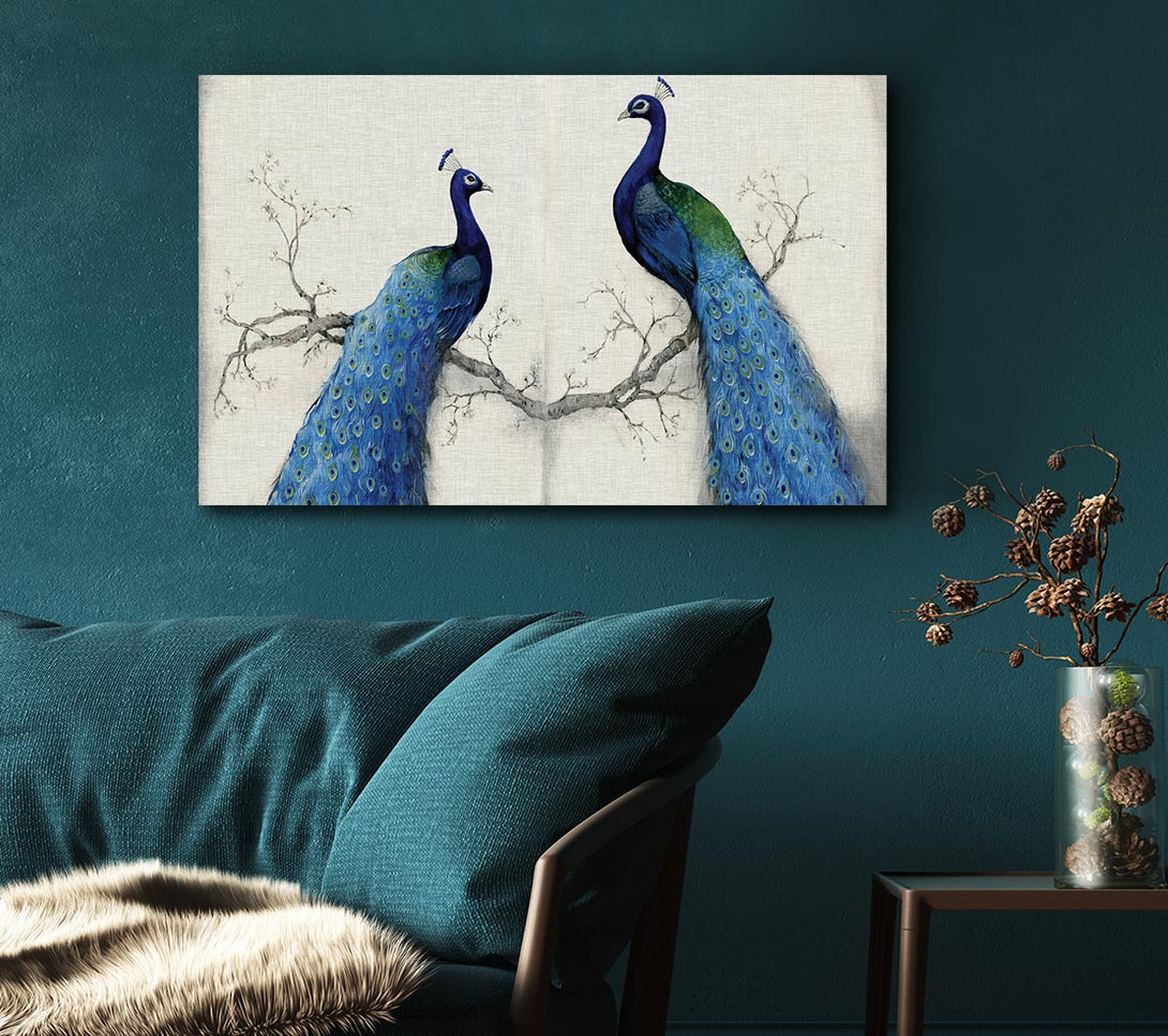 Picture of The Peacock Duo Canvas Print Wall Art