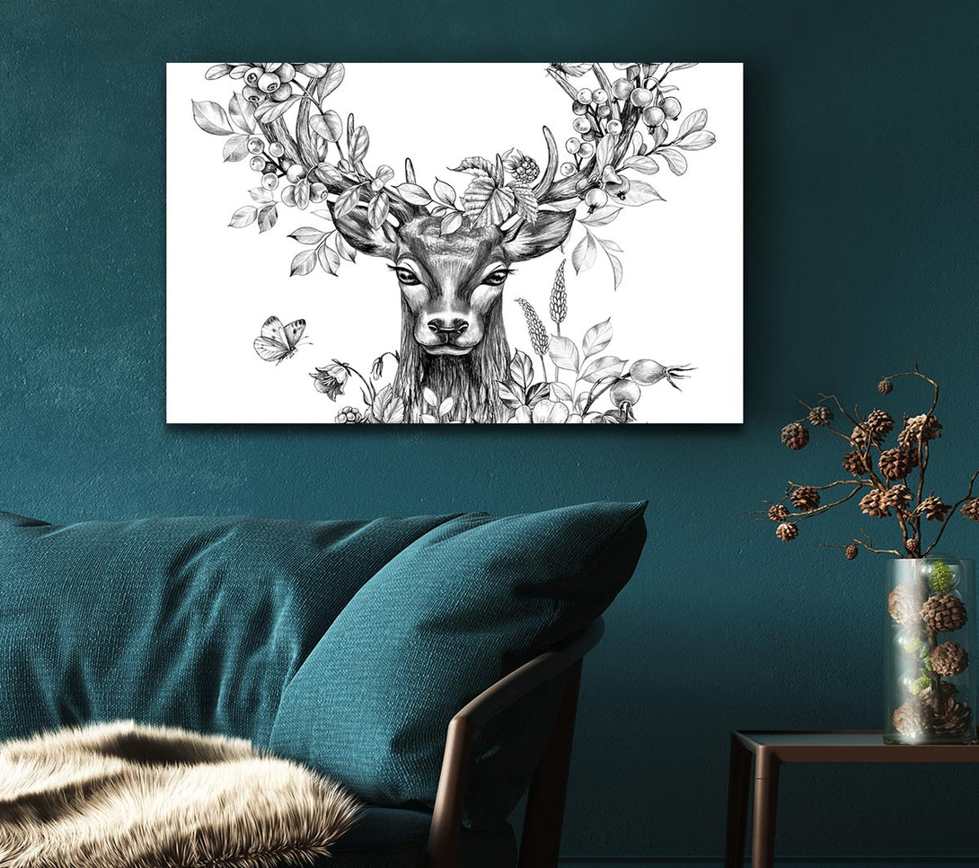 Picture of The Floral Deer Canvas Print Wall Art