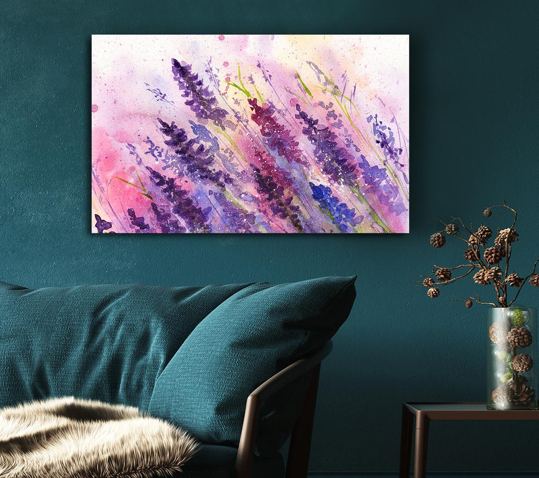 Picture of Lavender Colour Splash Canvas Print Wall Art