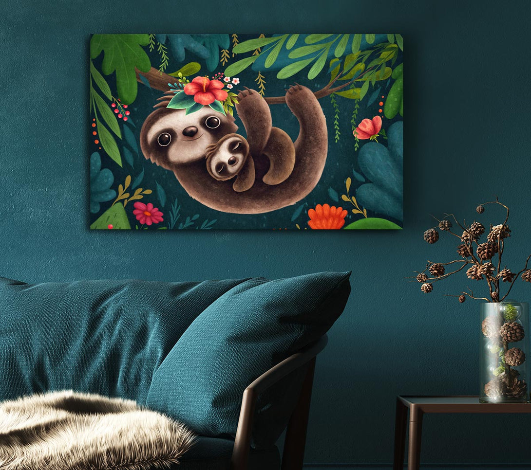 Picture of Sloth And Baby Canvas Print Wall Art