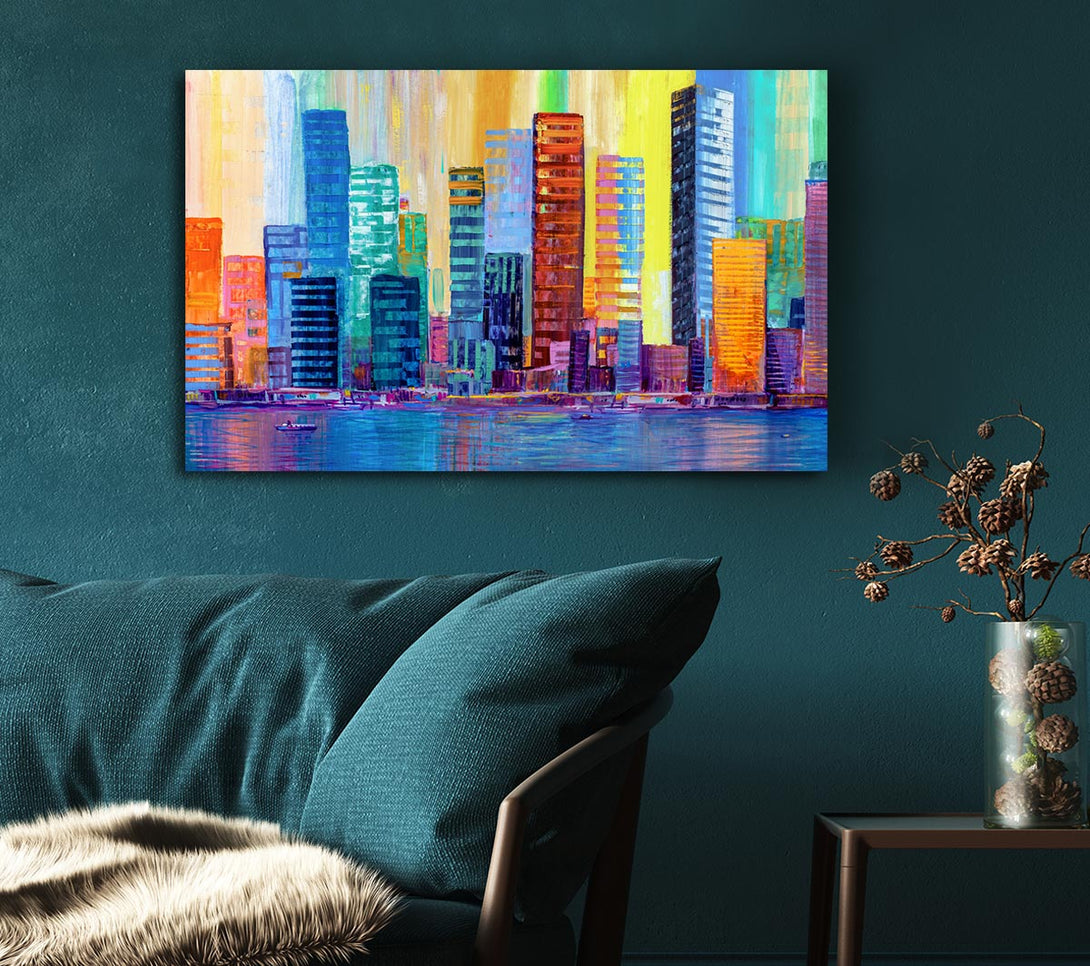 Picture of Warm And Cool City Lights Canvas Print Wall Art