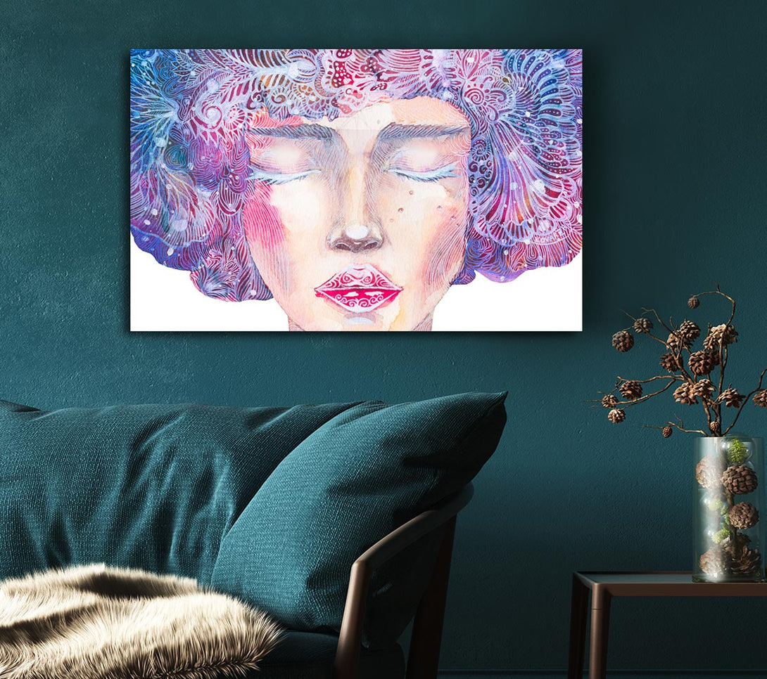 Picture of The Pretty Watercolour Face Canvas Print Wall Art