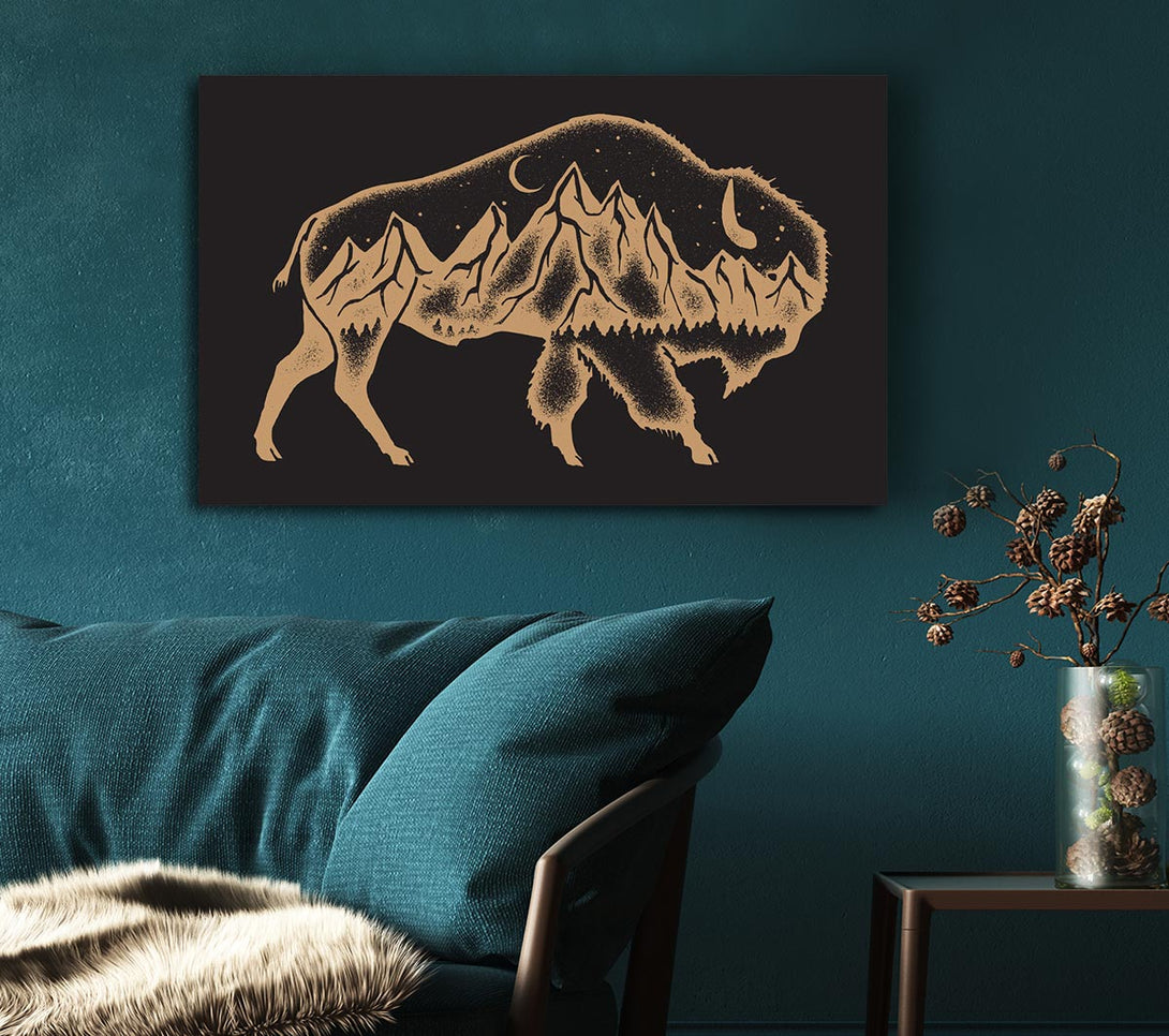 Picture of Night Bison Canvas Print Wall Art