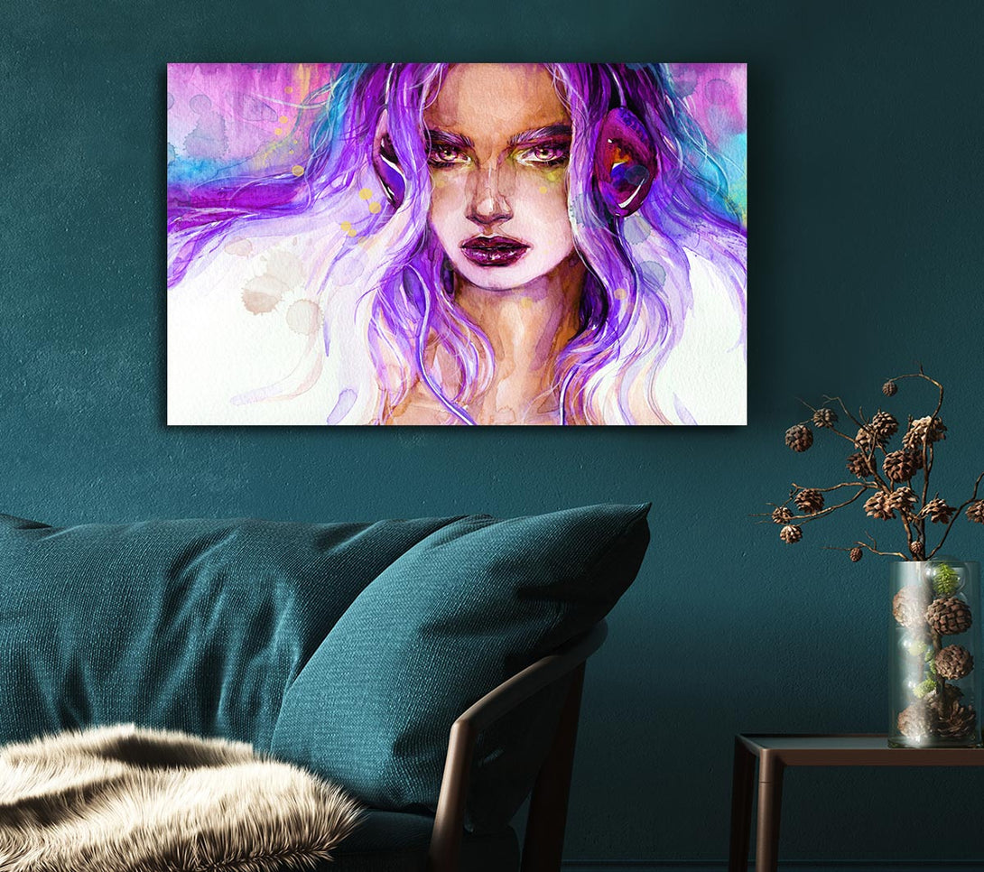 Picture of Lilac Woman Watercolour Canvas Print Wall Art