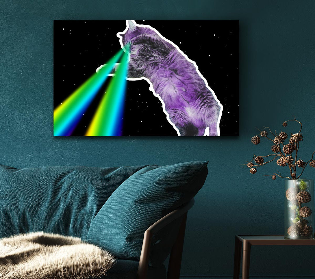 Picture of Cat Lazer Beam Space Canvas Print Wall Art