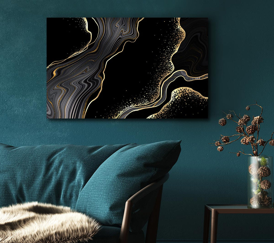 Picture of Black And Gold Flakes Canvas Print Wall Art