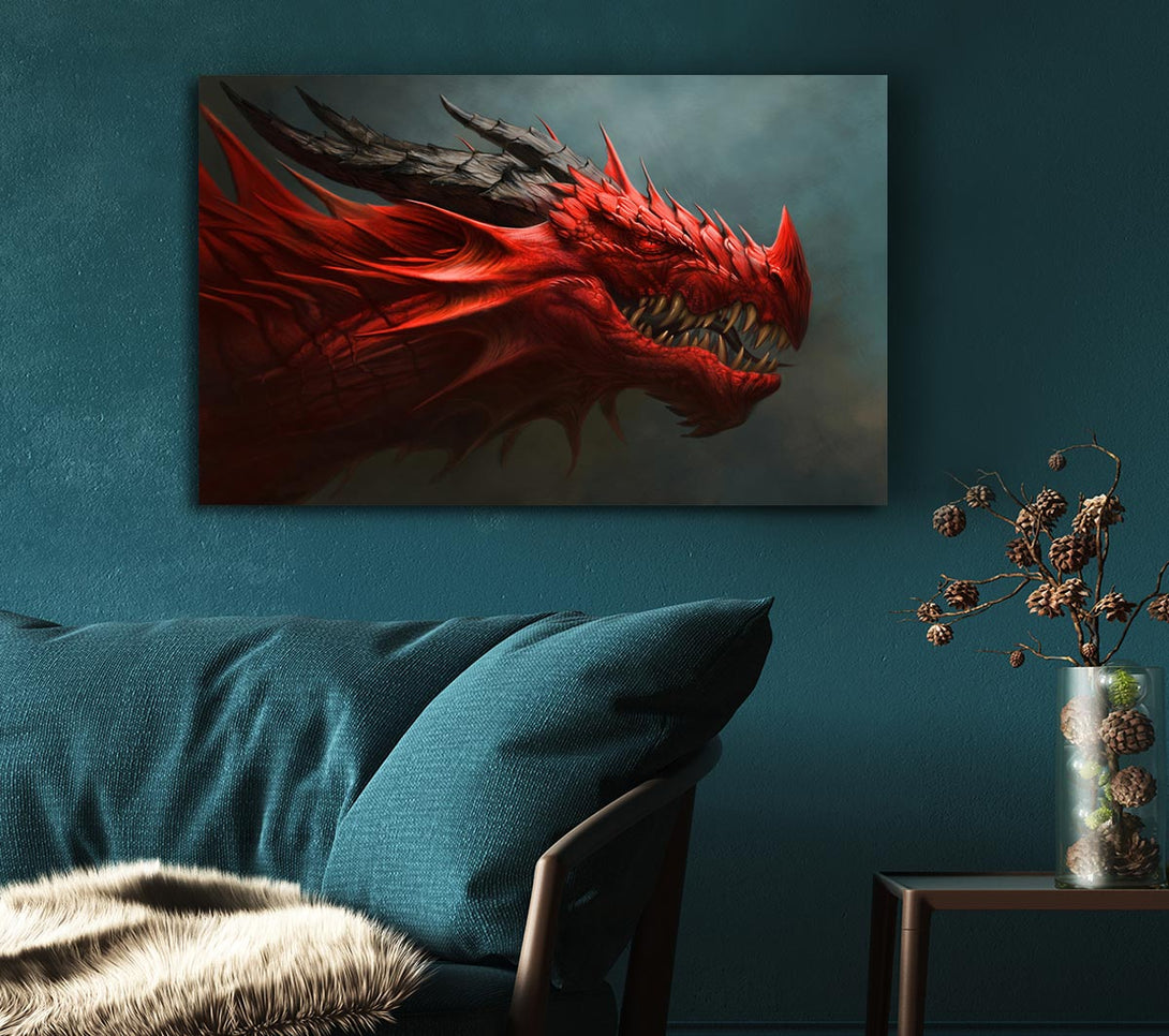 Picture of Red Nasty Dragon Canvas Print Wall Art