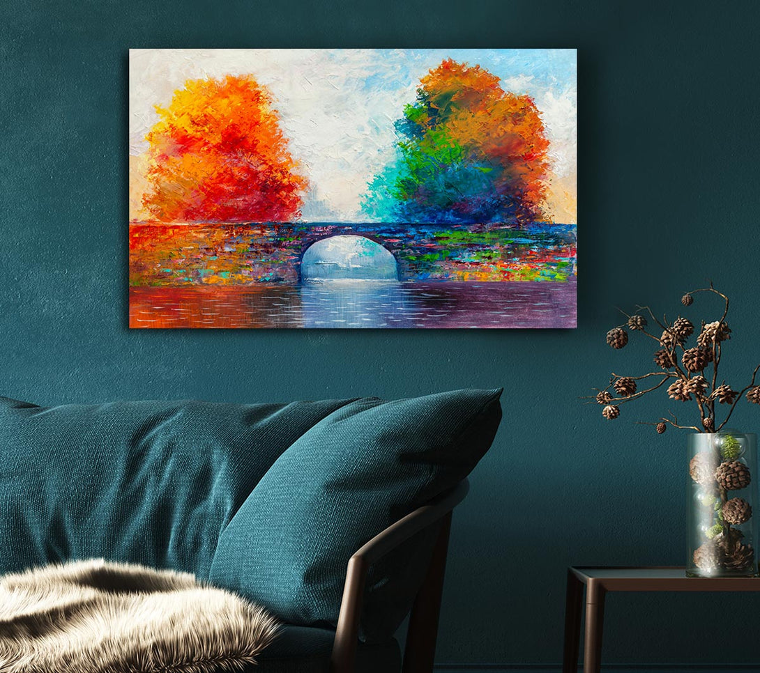 Picture of The Bridge Between Woodland Worlds Canvas Print Wall Art