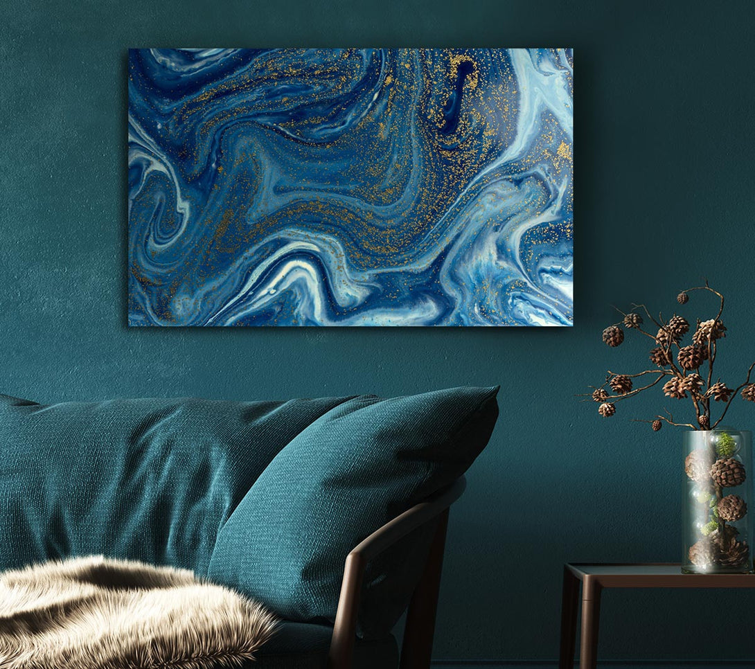 Picture of Blue Glitter Flow Canvas Print Wall Art