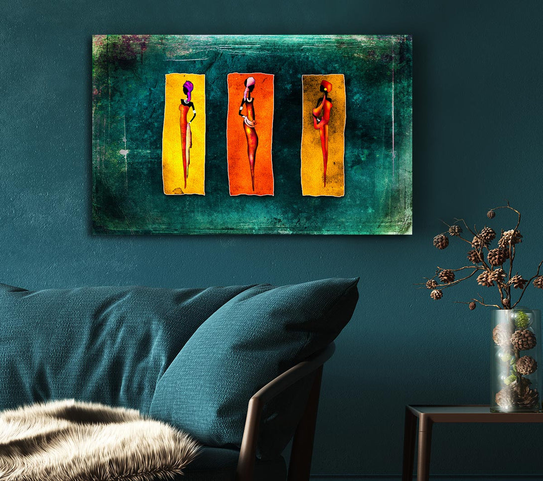 Picture of Three Traditional African Canvas Print Wall Art