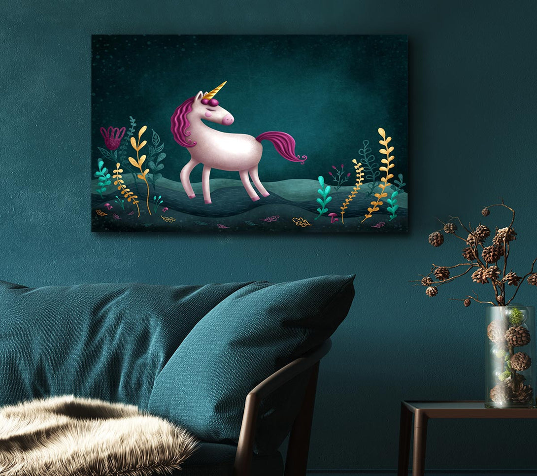 Picture of The Happy Unicorn Canvas Print Wall Art