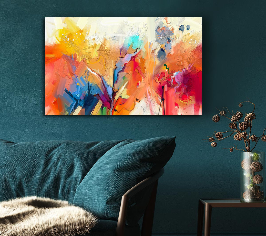 Picture of Colour Spill Flowers Canvas Print Wall Art